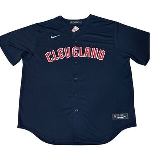 Nike Baseball Jersey Mens 2XL Navy Blue New Embroidered Cleveland Logo